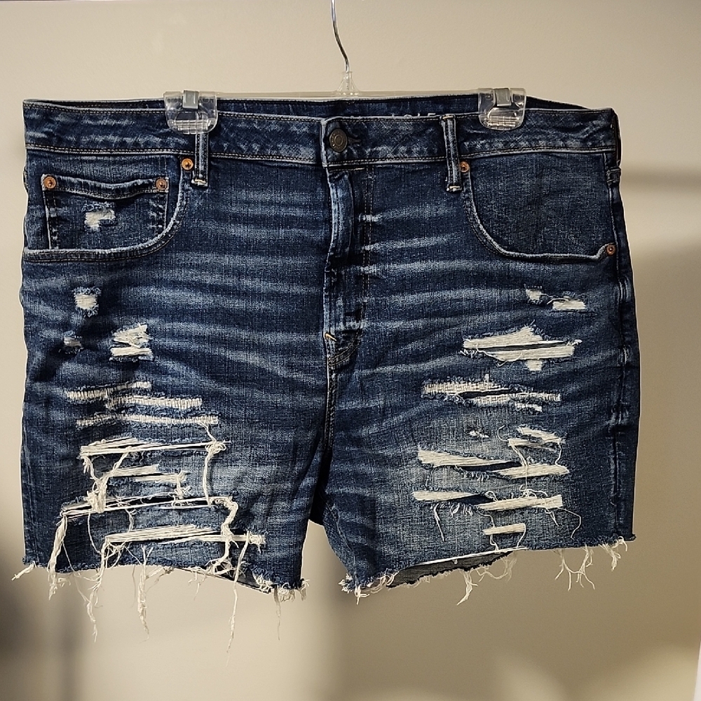 American Eagle Outfitters Blue Distressed Jean Shorts